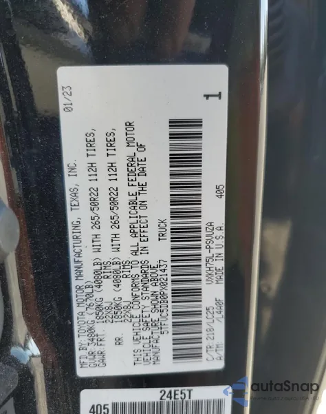 2023 Toyota Tundra Crewmax Capstone z USA, uszkodzony, nr VIN 5TFVC5DB0PX021437